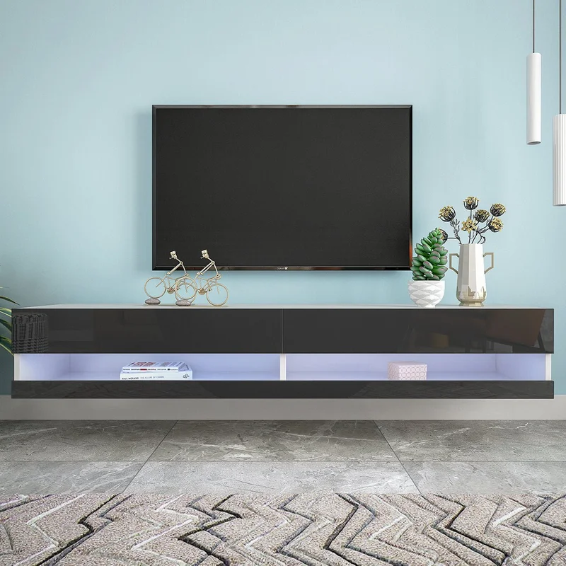 180 Wall Mounted Floating 80" TV Stand with 20 Color LEDs