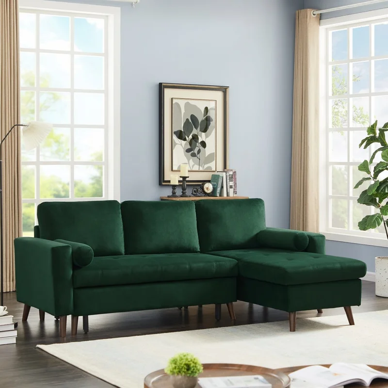 88" Reversible Pull out Sleeper Sectional Storage Sofa BedCorner sofa-bed with Storage Chaise Left/Right Handed Chaise
