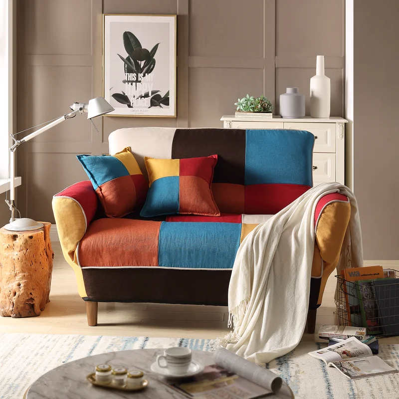 NEW SKU: WF296669ZAA---U_STYLE Small Space Colorful Sleeper Sofa Solid Wood Legs