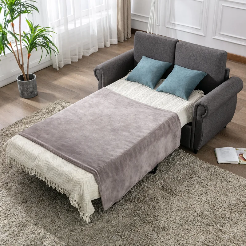 Orisfur Pull Out Sofa Bed Loveseat Sleeper with Twin Size Memory Mattress for Living Room Spaces