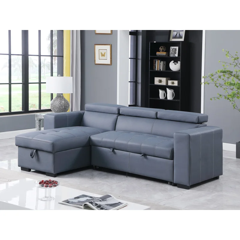 Revolution performance fabric Reversible Sleeper Sectional Storage Sofa Bed 3 Seat Both Left Handed And Right Handed 91x60.5x 33 inches