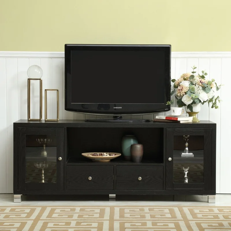 58" TV Stand Console 2 Doors and 2 Drawers -Black