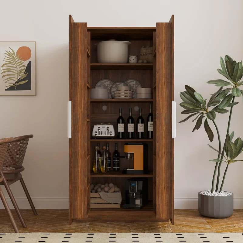 62.99in Kitchen Pantry Cabinet White Freestanding Buffet Cupboards Sideboard with Doors & Shelves Kitchen Pantry Storage Cabinet for Kitchen Living Room and Dinning Room