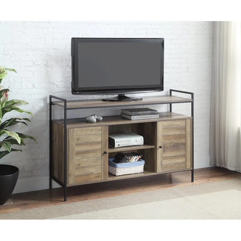 ACME Baina TV Stand in Rustic Oak & Black Finish LV00743